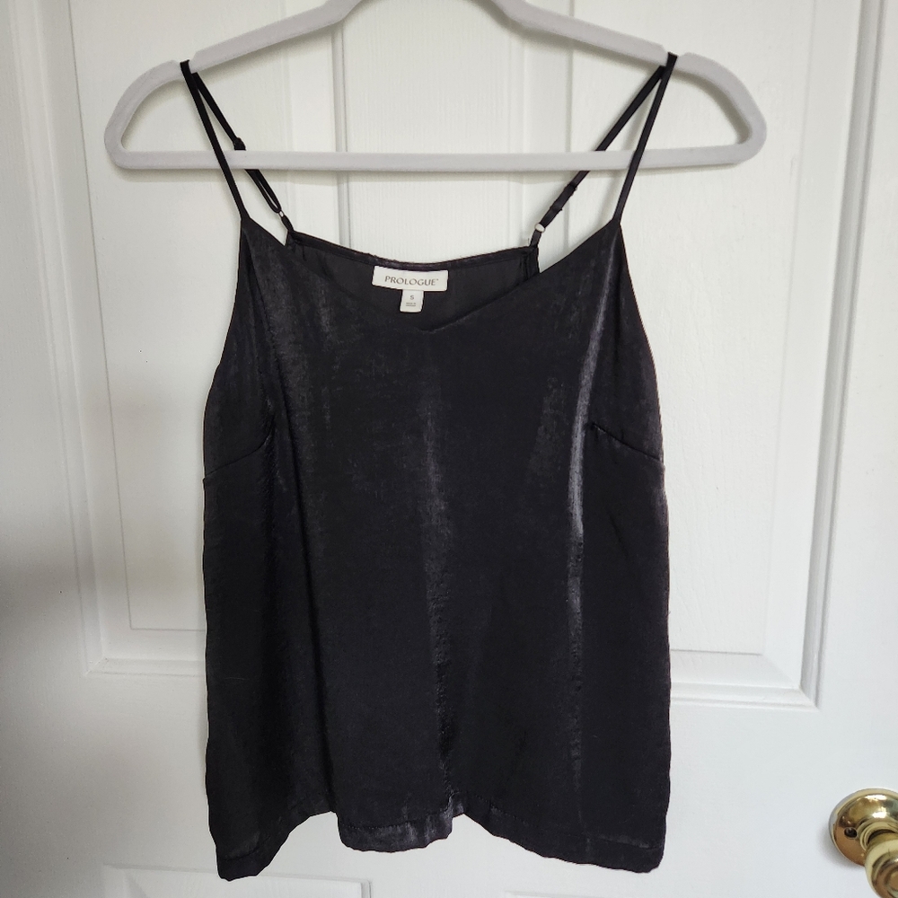 Prologue Black Satin Sheen Silky Cami Tank Top Camisole - Size S
